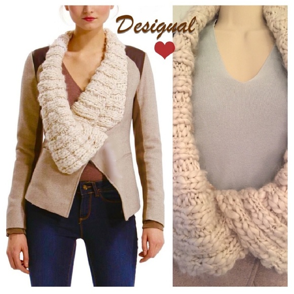 Desigual Jackets & Blazers - Desigual jacket 40 knitted collar elbow patches M